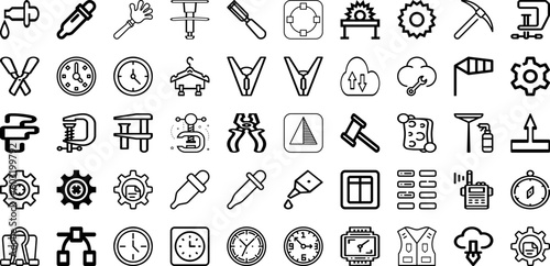 Set Of Tool Icons Collection Isolated Silhouette Solid Icons Including Wrench, Equipment, Hammer, Vector, Work, Tool, Spanner Infographic Elements Logo Vector Illustration