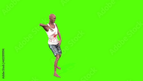Zombie Slow Walk Green Screen Animation 3D Rendering
