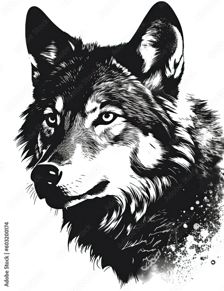 Wolf Painting, Neo Impressionism, Wall Art, Wildlife, Animals. Generative AI
