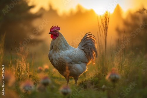 Portrait hen on the meadow AI Generative
