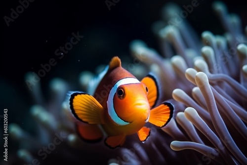 Portrait clown fish in the ocean AI Generative