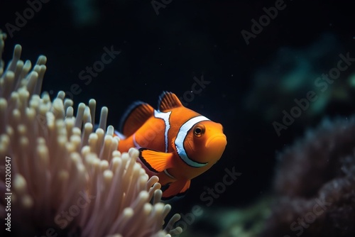 Portrait clown fish in the ocean AI Generative