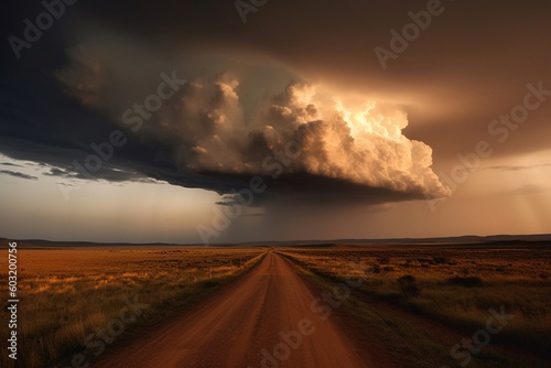 Cumulonimbus clouds desert landscape AI Generative