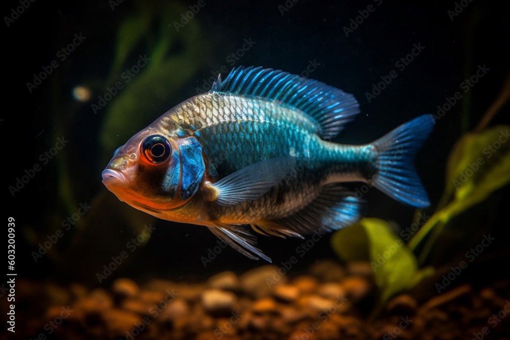 Portrait beautiful fish in the aquarium AI Generative Portrait beautiful fish in the aquarium AI Generative
