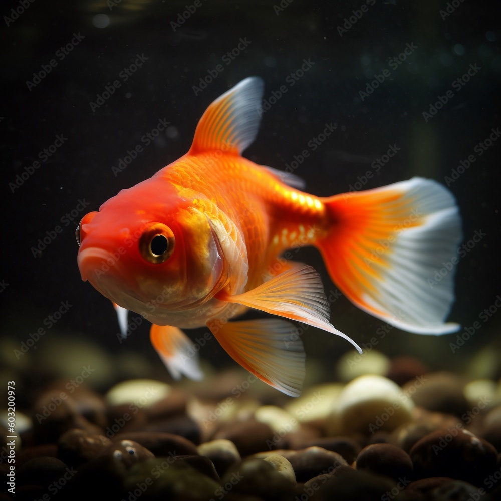 Portrait gold fish on the aquarium AI Generative Portrait gold fish on the aquarium AI Generative