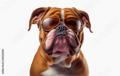english bulldog wearing sunglasses