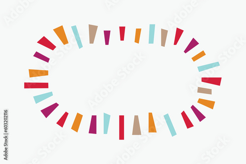 Trendy abstract colorful short lines spark empty emblem icon design element on light gray background