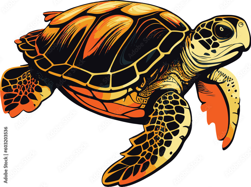 Fototapeta premium A Sea Turtle_ Vector Logo Vector Art