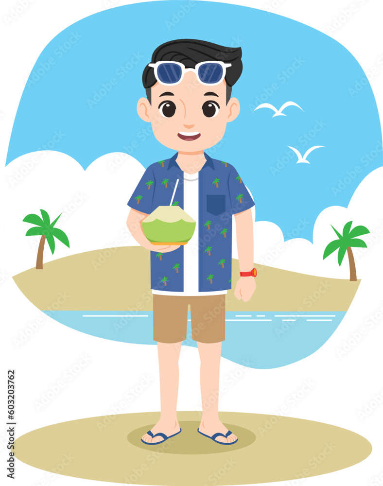 Man in the Beach Illustration