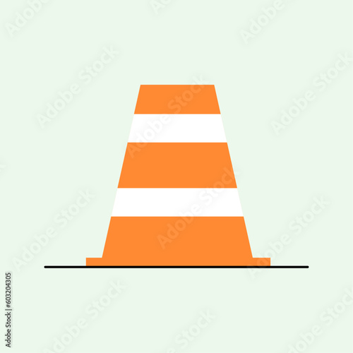 Colorful traffic cone sign flat vector illustration