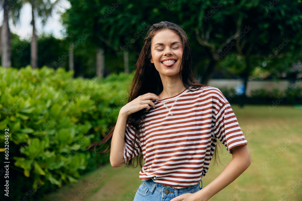 walk woman smiling park summer beautiful lifestyle nature person freedom t-shirt walk woman smiling park summer beautiful lifestyle nature person freedom t-shirt