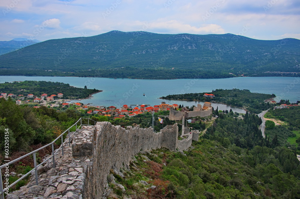 Medieval city walls in Ston, Croatia