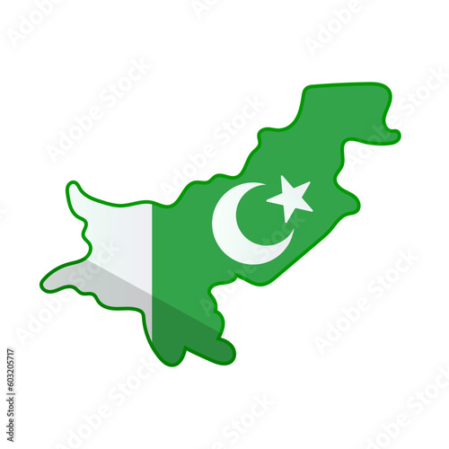 Pakistan map of Pakistani flag design. Vector.