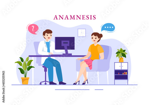 Anamnesis System Vector Illustration for Information About the Disease and Healthcare Database in Flat Cartoon Hand Drawn Landing Page Templates