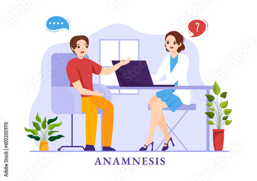 Anamnesis System Vector Illustration for Information About the Disease and Healthcare Database in Flat Cartoon Hand Drawn Landing Page Templates