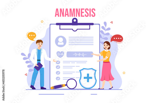 Anamnesis System Vector Illustration for Information About the Disease and Healthcare Database in Flat Cartoon Hand Drawn Landing Page Templates