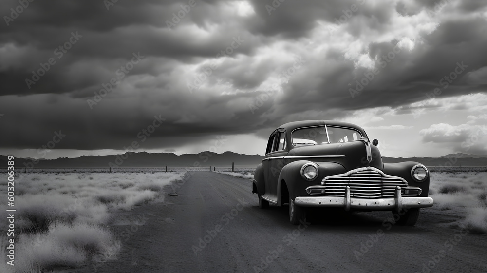 Old Car in Black and White