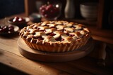 Delicious cherry pie on the table AI Generative