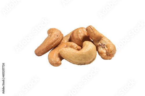 A group of cashew nuts, isolated on the transparent background, commercial Stock photo PNG file.