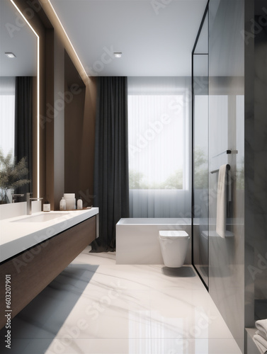 Modern stylish residential bathroom interior