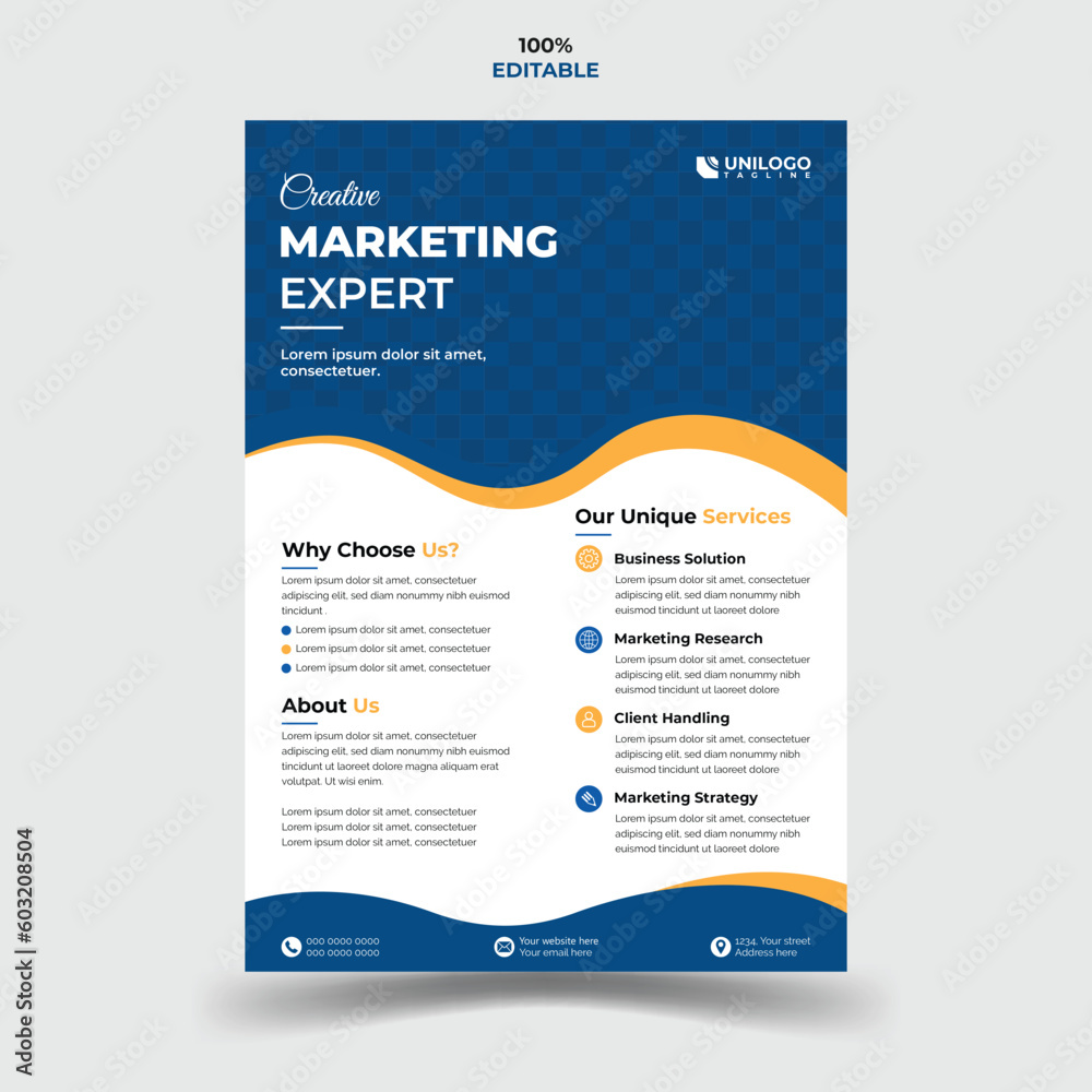 Obraz premium Modern and creative Corporate business flyer template design.