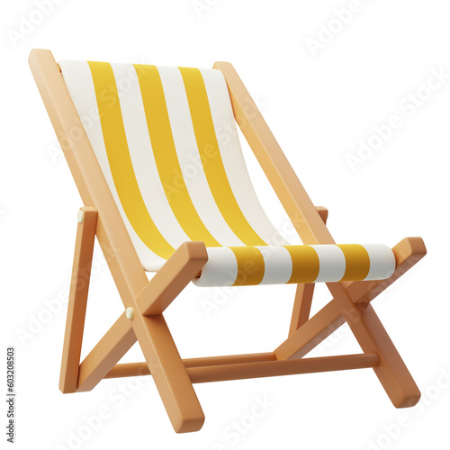 Photographie Vacation icon beach sunbed, wooden deck chair. Summertime relax.
