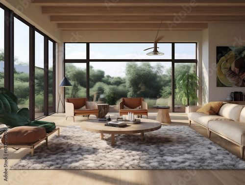 Modern minimalist and comfortable villa living room interior