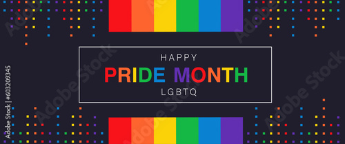 Banner for Pride Month with rainbow flag