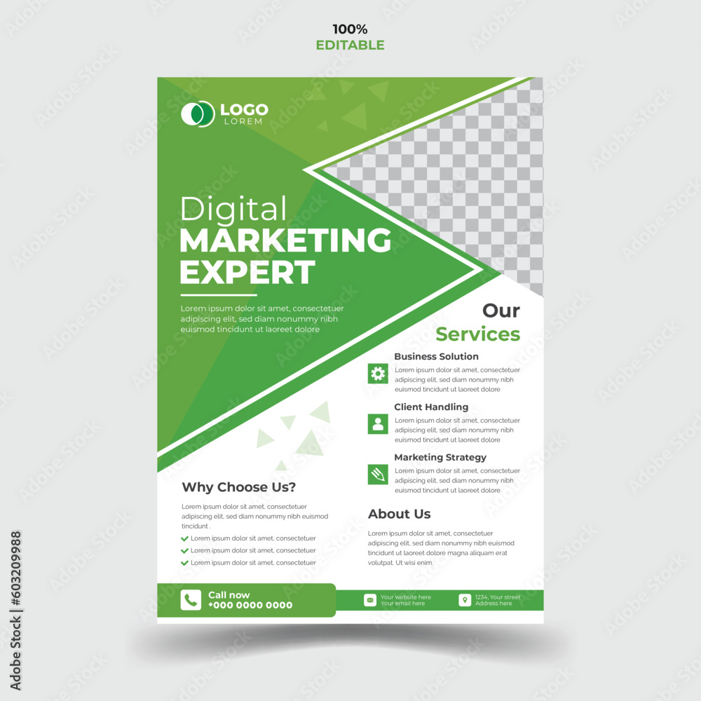 Modern and minimalistic Corporate business flyer template design. marketing, business proposal, promotion, and advertising. 