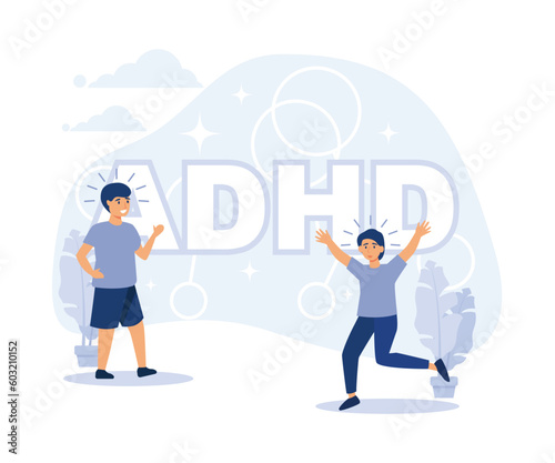 Child psychology, Social-emotional development, social interaction skills, ADHD, flat vector modern illustration