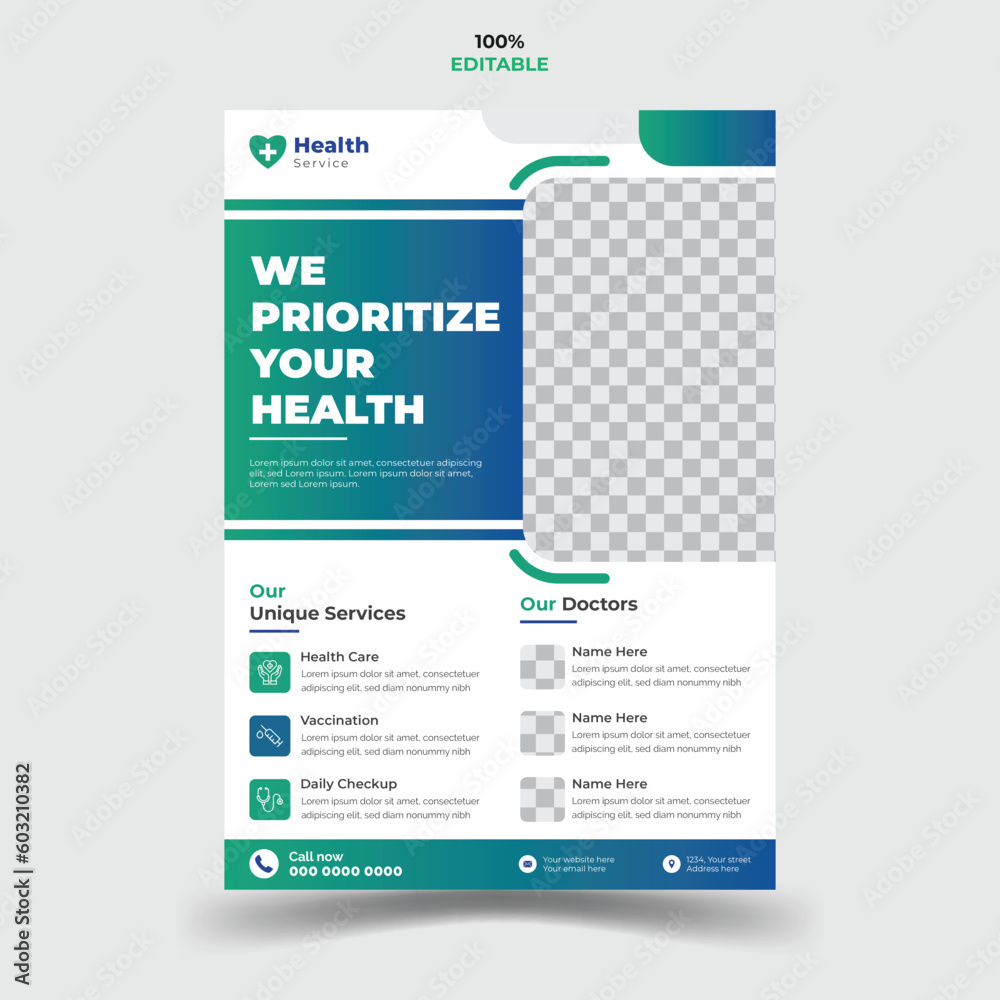 Modern and creative health care medical flyer. Modern and creative health care medical flyer.