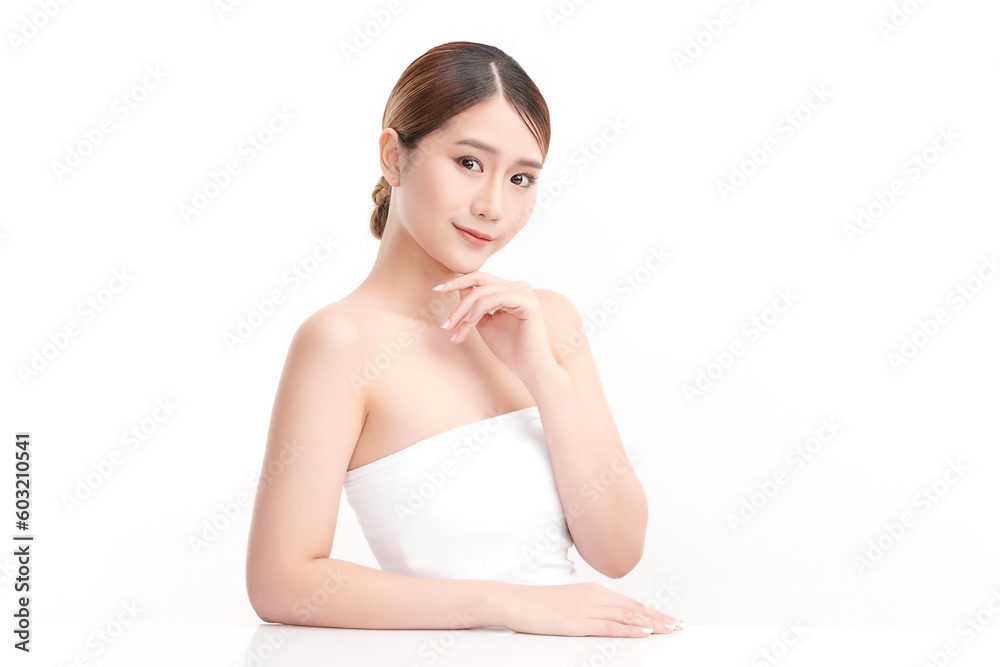 Beautiful young asian woman with clean fresh skin on white background, Face care, Facial treatment, Cosmetology, beauty and spa, Asian women portrait. Beautiful young asian woman with clean fresh skin on white background, Face care, Facial treatment, Cosmetology, beauty and spa, Asian women portrait.