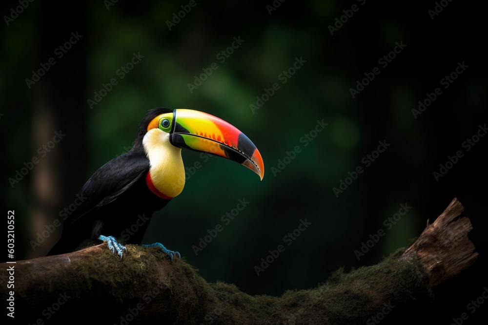 Obraz premium Portrait toucan bird on the forest AI Generative