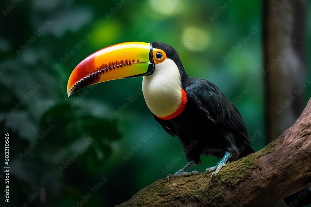 Portrait toucan bird on the forest AI Generative Portrait toucan bird on the forest AI Generative
