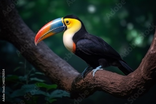 Portrait toucan bird on the forest AI Generative