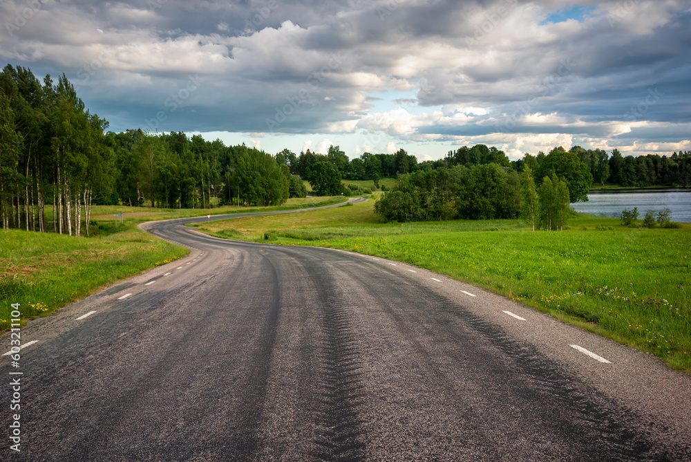 Fototapeta premium Natural long winding road.