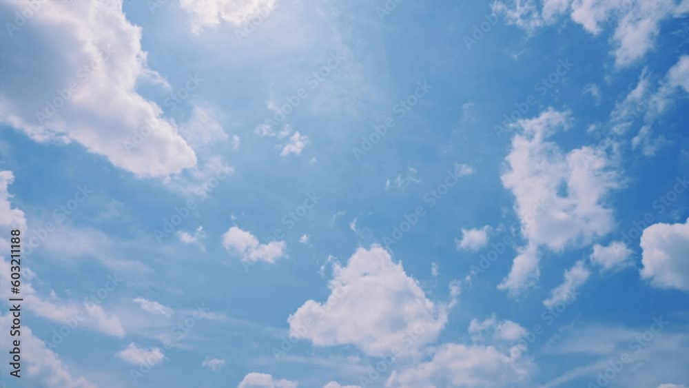 初夏の青空と白い雲のタイムラプス　4K UHD