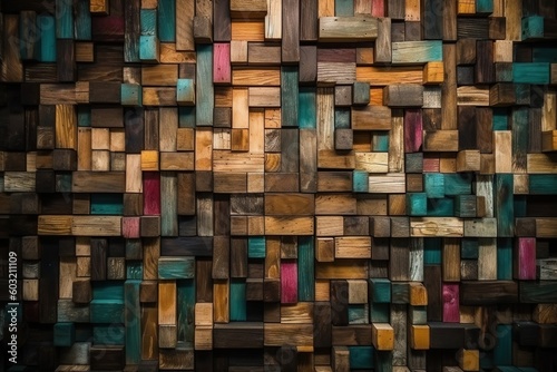 abstract colorful texture of wooden blocks