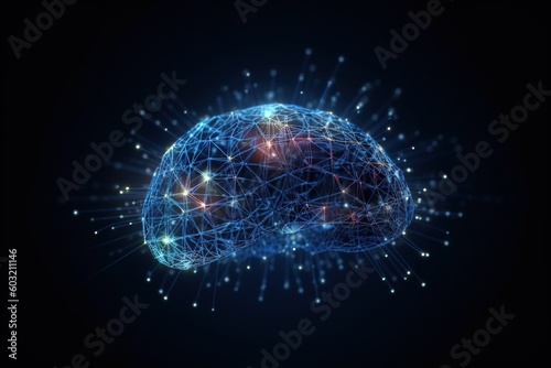 Wallpaper Mural 3d brain model low poly art made with network connections Torontodigital.ca