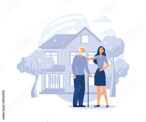 Social support for people in need, care for elderly,  voluntary services flat vector modern illustration