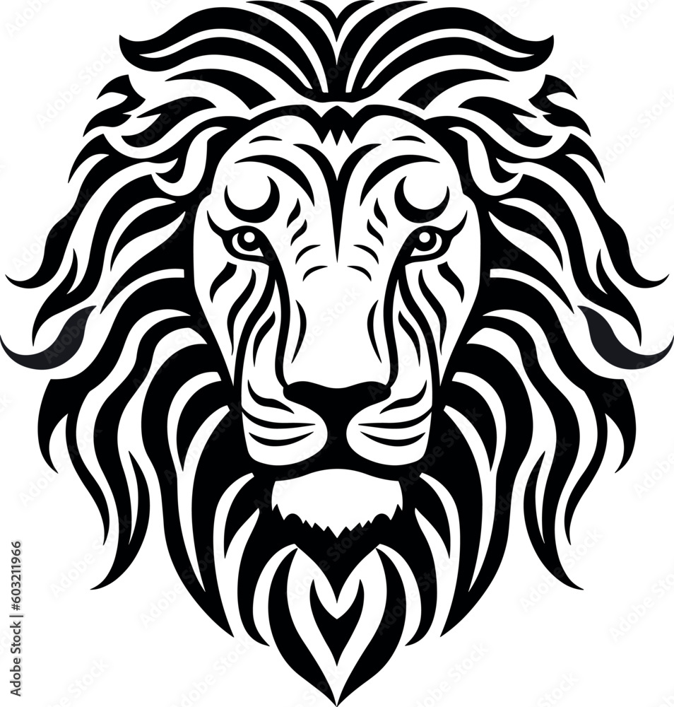 Lion Head Logo Vector Tatoo Template Illustration Design