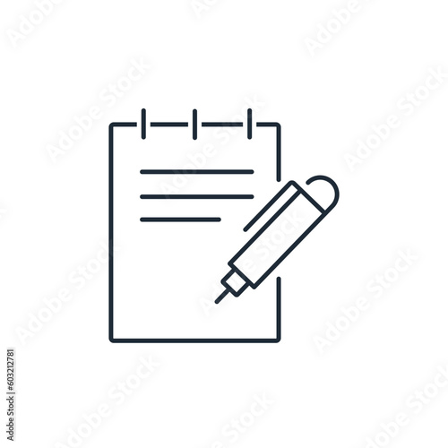 Official document. Declaration of intent. Vector linear icon isolated on white background.