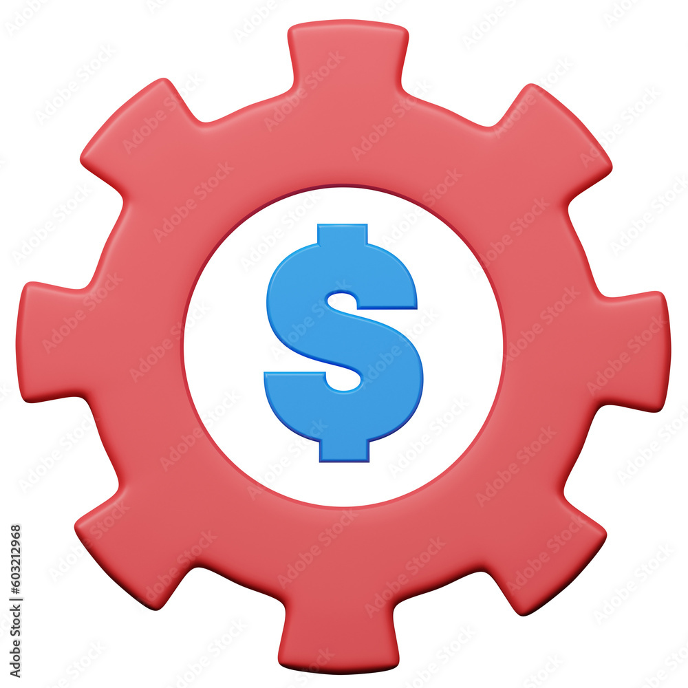 dollar sign with cogwheel 3d illustration dollar sign with cogwheel 3d illustration