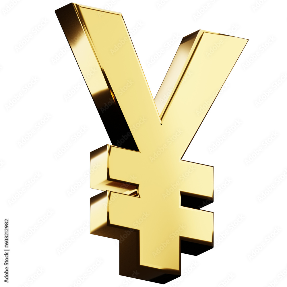 Obraz premium 3d render of golden yen symbol