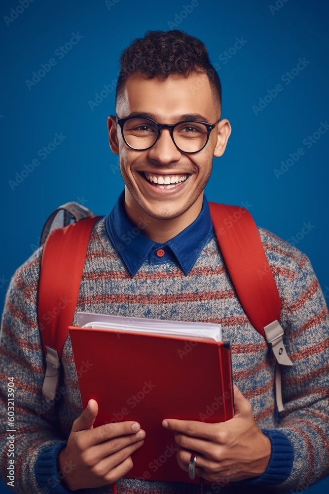Portrait young student wearing glasses AI Generative Portrait young student wearing glasses AI Generative