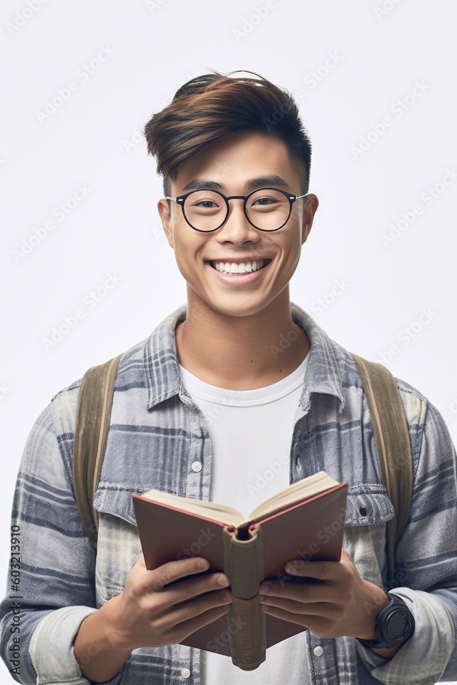 Portrait young student wearing glasses AI Generative Portrait young student wearing glasses AI Generative
