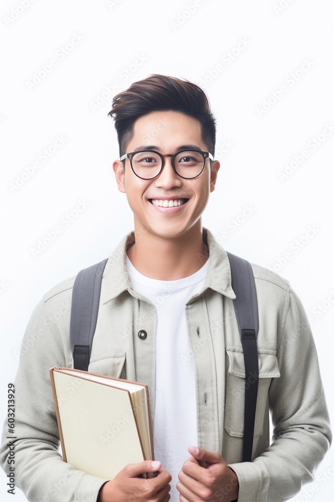 Portrait young student wearing glasses AI Generative Portrait young student wearing glasses AI Generative
