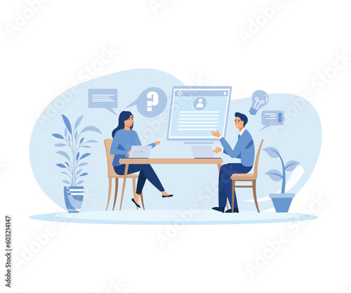 User support abstract concept vector illustration set. job interview, choosing a candidate, prepare for interview, recruiter flat vector modern illustration 