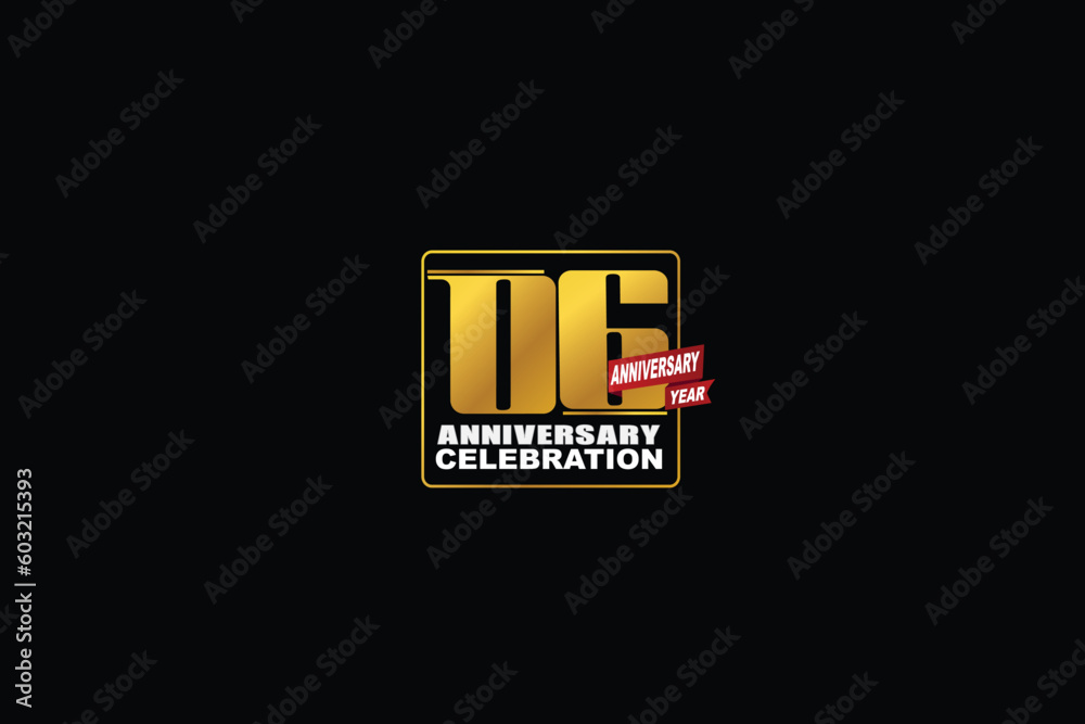 6th, 6 years, 6 year anniversary celebration rectangular abstract style logotype. anniversary with gold color isolated on black background, vector design for celebration vector 6th, 6 years, 6 year anniversary celebration rectangular abstract style logotype. anniversary with gold color isolated on black background, vector design for celebration vector
