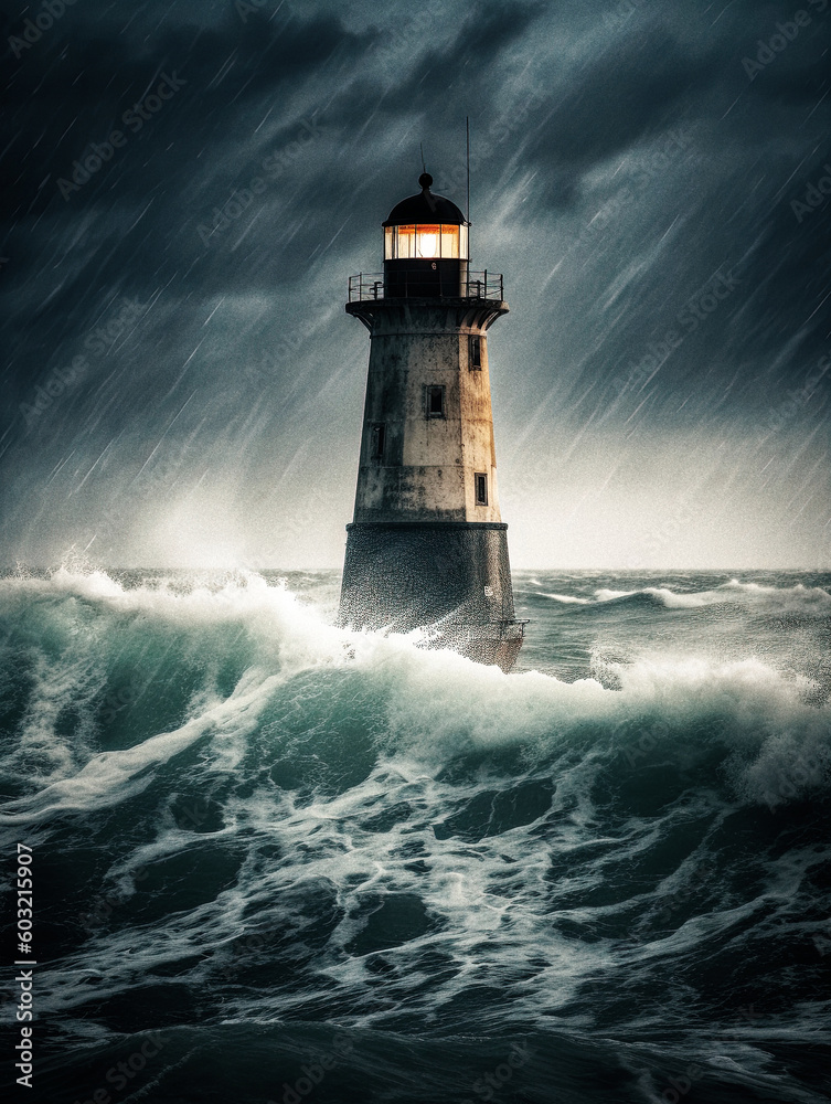 a lighthouse in the storm - generative ai